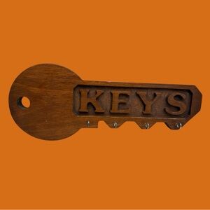 Vintage Wooden Key-shaped Keys Holder Hooks 1970s 1980s